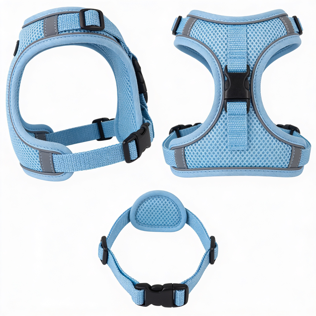 Love Pet Atelier Harnais en maille résistante aux intempéries pour animaux de compagnie, harnais réglable pour chats et chiens, bleu layette, taille XS
